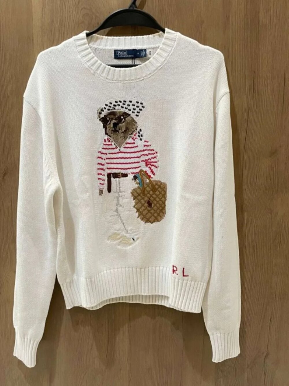 Polo Ralph Lauren Bear Embroidered Crew Neck Knit Sweater